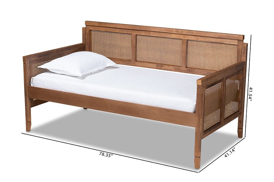 Baxton Studio Toveli Vintage French Inspired Ash Wanut Finished Wood and Synthetic Rattan Daybed - Armand’s Maison & Marché