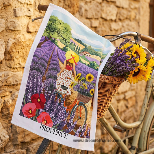 French kitchen towel - Printed cotton - Provence Lavender Hills | Label France - Armand’s Maison & Marché