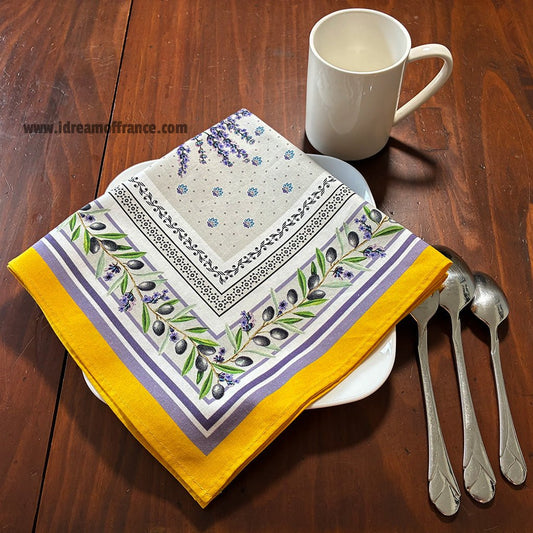 French Provencal napkin - Cotton - Lauris yellow | Tissus Toselli - Armand’s Maison & Marché