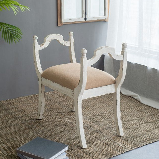 Harlow - Bench, Farmhouse / French Country Style Vanity Chair - Beige / White - Armand’s Maison & Marché