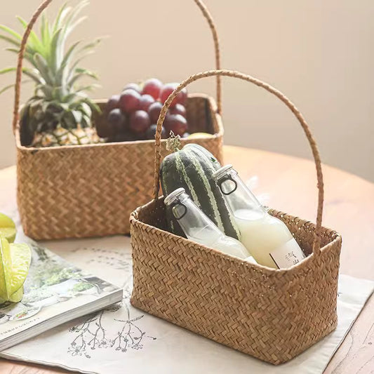 Rectangular Woven Carry Basket Organizer - Armand’s Maison & Marché