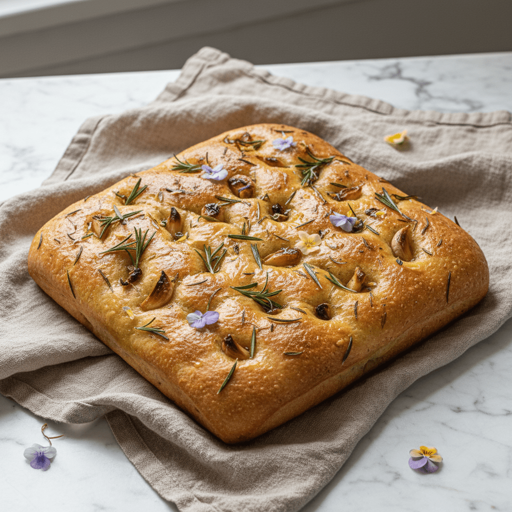 Quick, Rustic Olive, Rosemary & Garlic Focaccia - Armand’s Maison & Marché