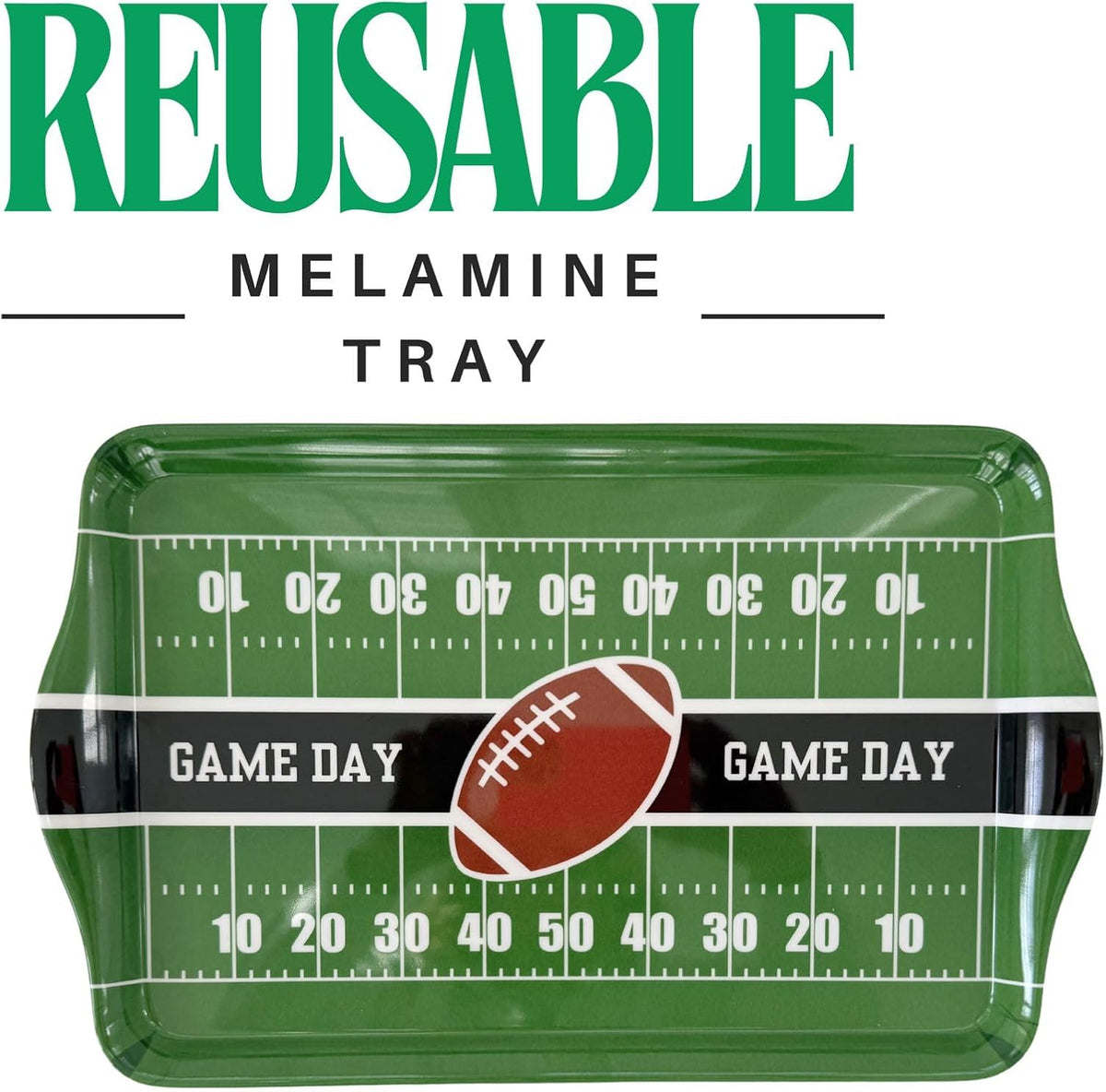 15″ Large Football Field Melamine Serving Tray – Green Game Day Appetizer & Tailgate Party Platter - Armand’s Maison & Marché