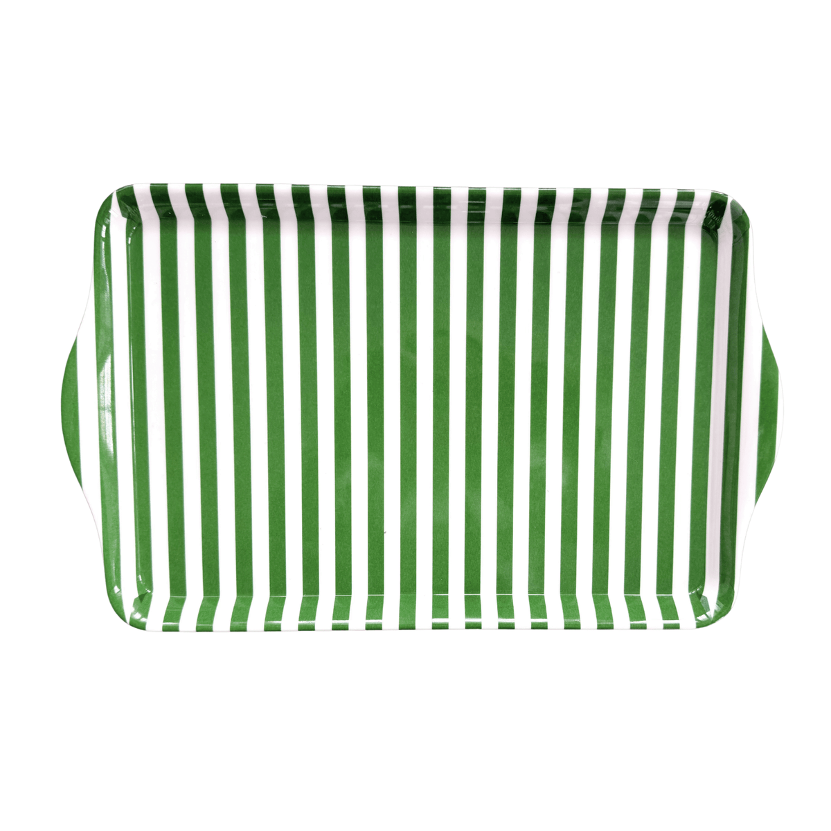 15" Large Green Stripe Melamine Serving Tray with Handles - Armand’s Maison & Marché