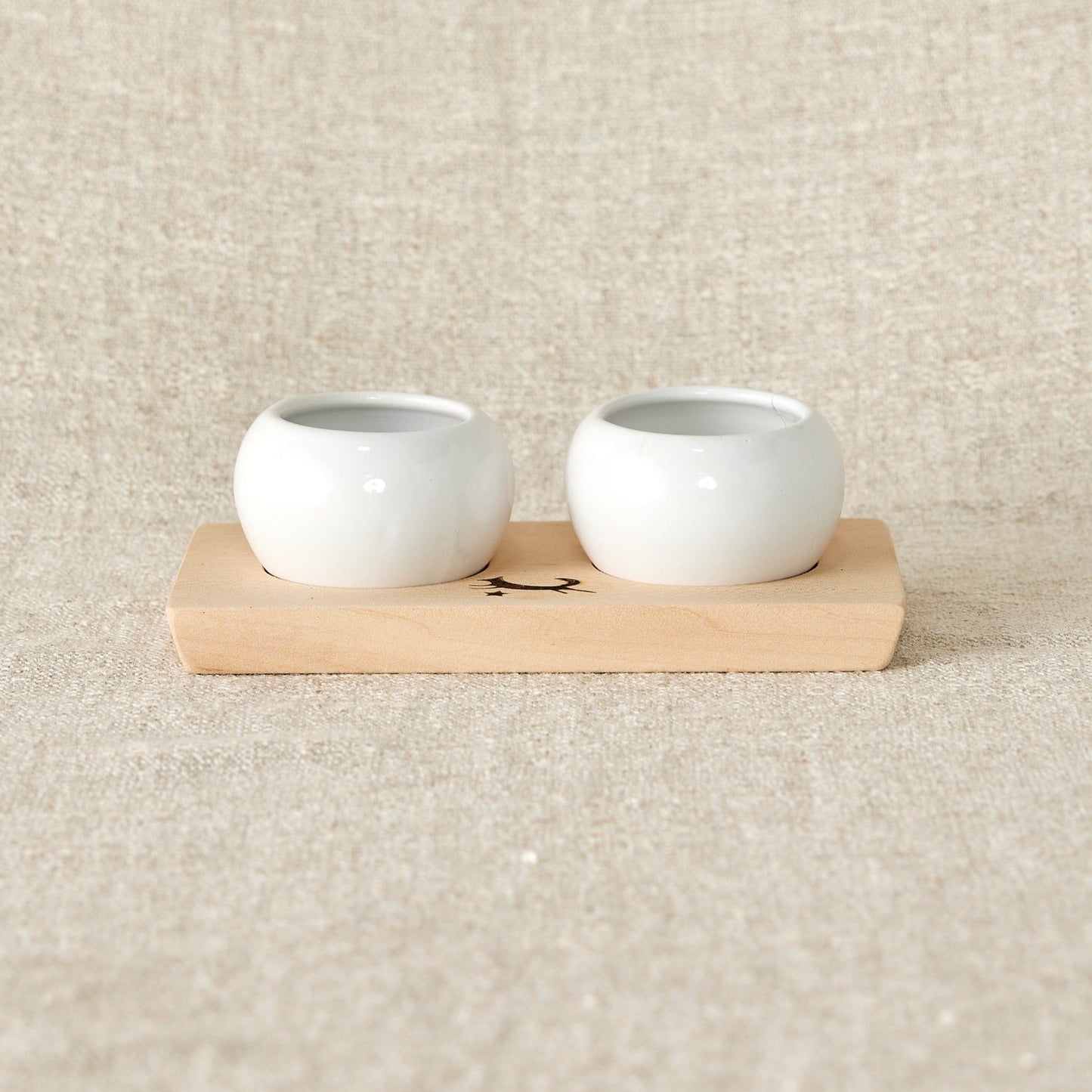 Dipping & Spice Wooden and Ceramic Bowl Pair