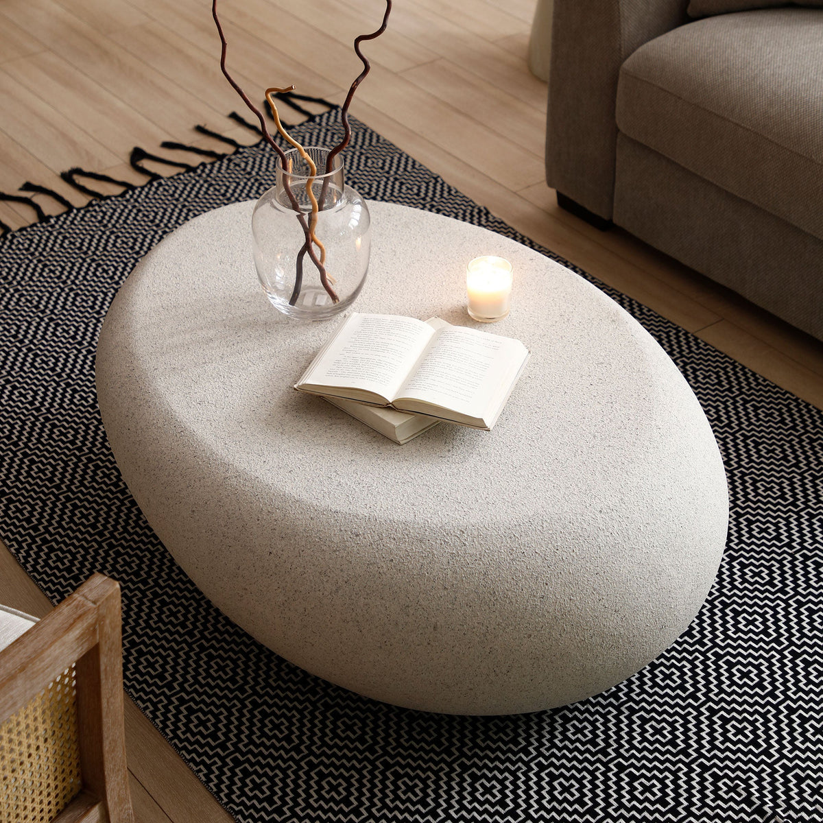 43.31'' Fiberglass Elliptical Coffee Table for Living Room - Armand’s Maison & Marché