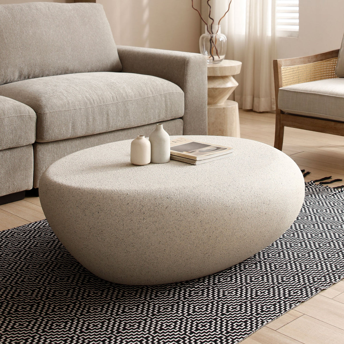 43.31'' Fiberglass Elliptical Coffee Table for Living Room - Armand’s Maison & Marché