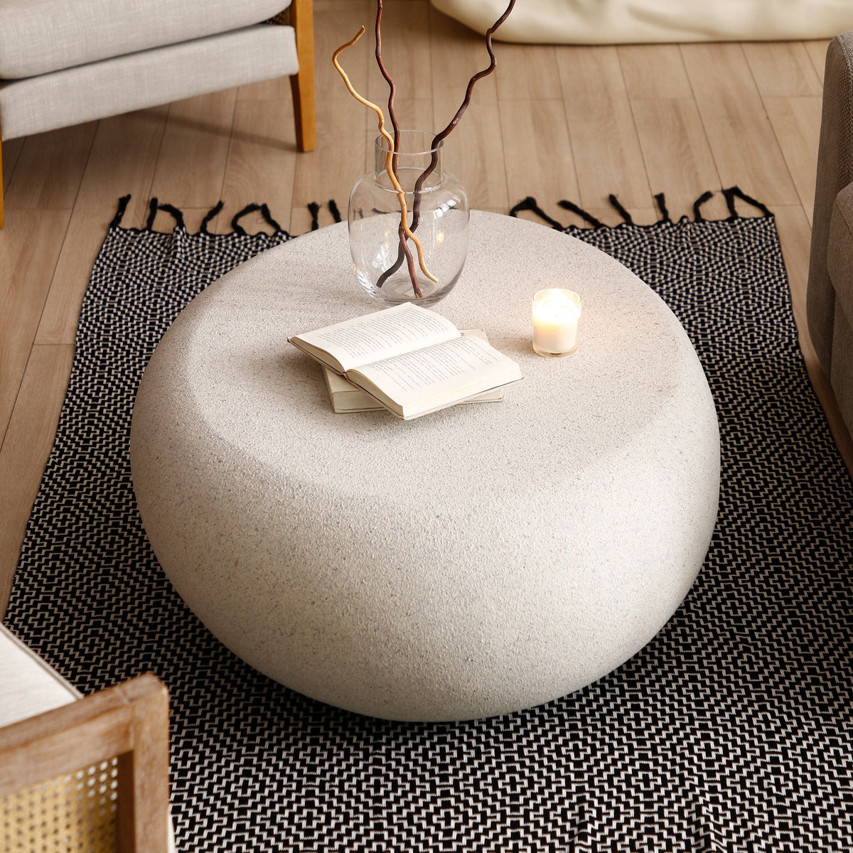 43.31'' Fiberglass Elliptical Coffee Table for Living Room - Armand’s Maison & Marché