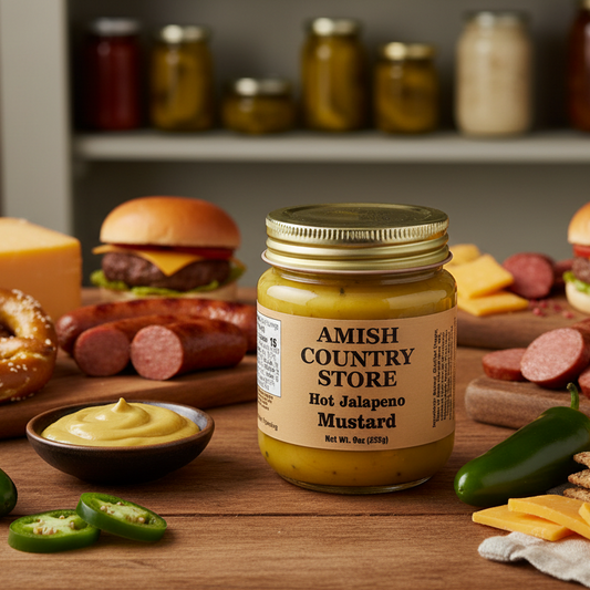 Hot Jalapeño Mustard | Spicy Amish-Recipe Condiment | 9 oz
