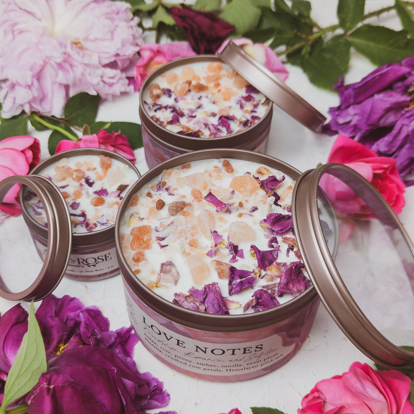 LOVE NOTES Rose + Pink Salt Candle