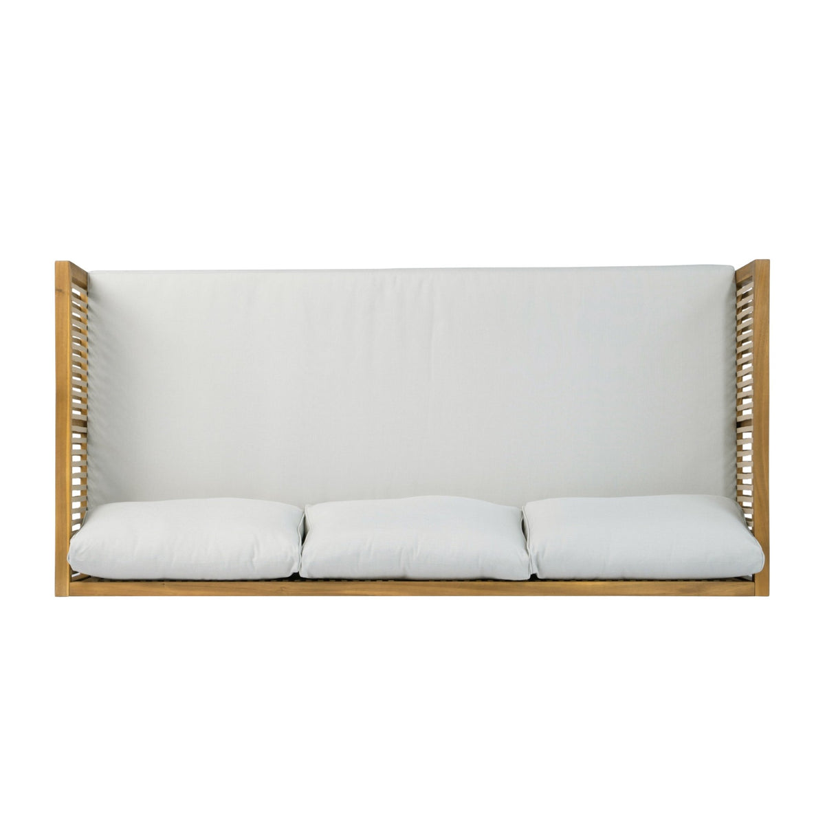 Acacia Wood & Rope Outdoor Patio Sofa – Teak Finish - Armand’s Maison & Marché
