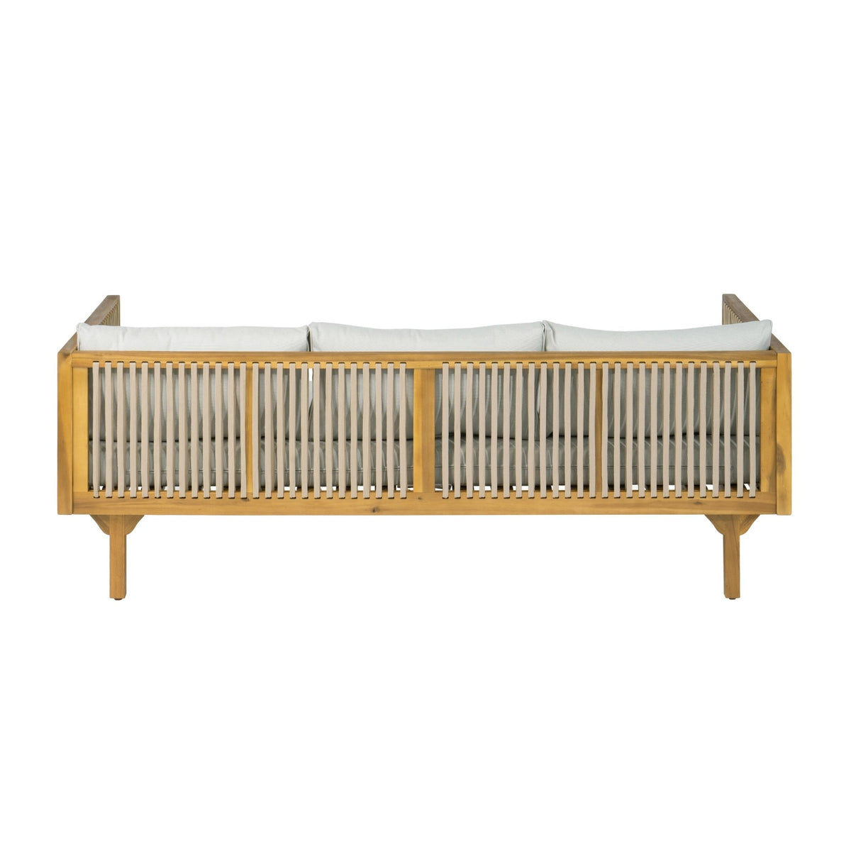 Acacia Wood & Rope Outdoor Patio Sofa – Teak Finish - Armand’s Maison & Marché
