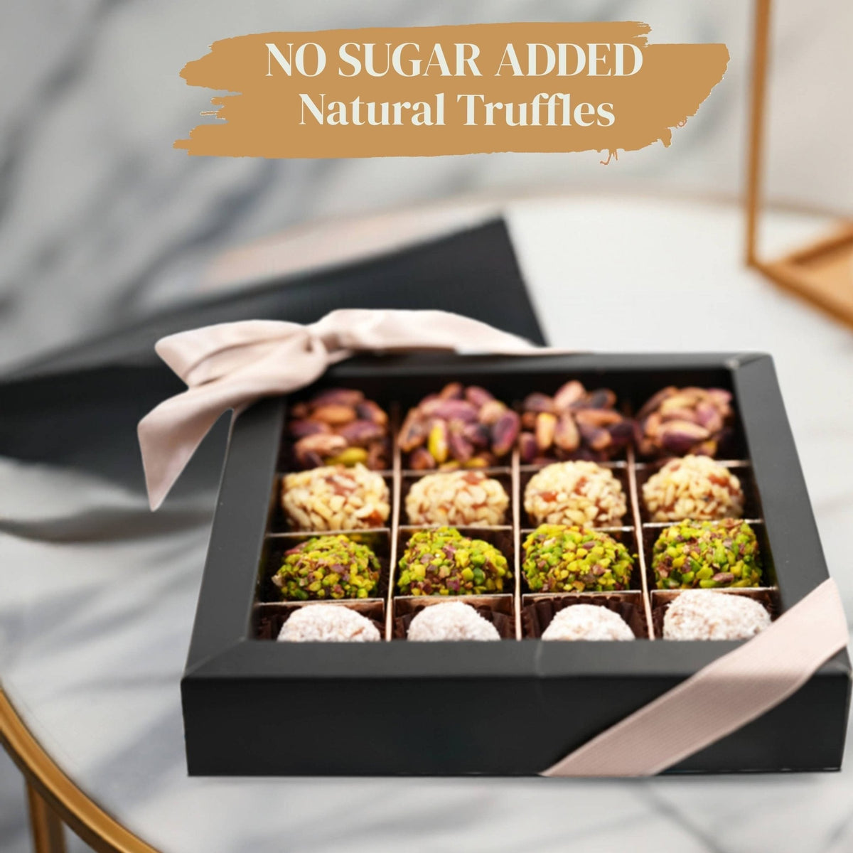 Andy Anand No Sugar Added Natural Truffles, 16 Pc Pistachio Hazelnut &amp; Coconut Gift Box, Carrot Paste Base, Chocolate Free, Diabetic Friendly, Keto Friendly, Gourmet Birthday Gift - Armand’s Maison & Marché