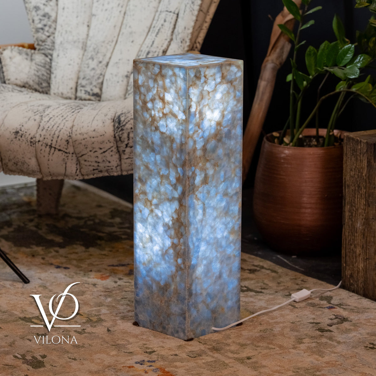 Arctic Onyx Floor Lamp - Small - 27.5"H x 8"W - Square - 4 - Armand’s Maison & Marché