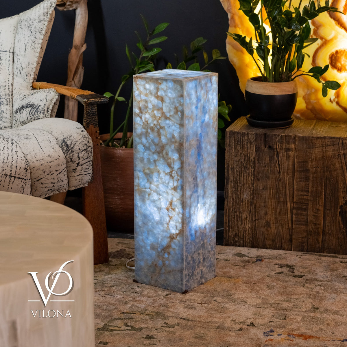 Arctic Onyx Floor Lamp - Small - 27.5"H x 8"W - Square - 4 - Armand’s Maison & Marché