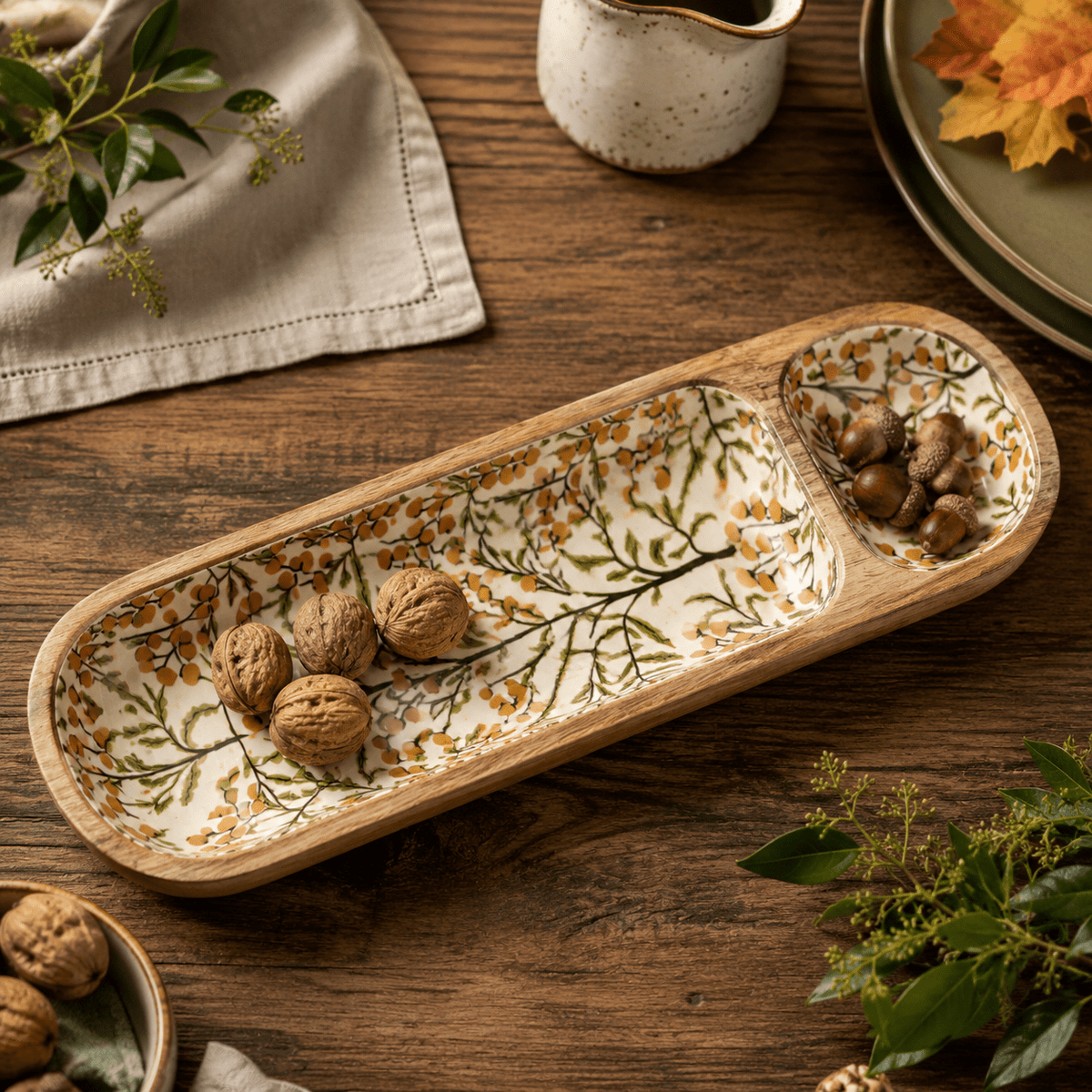 Autumn Acorn - 2 Section Tray - Armand’s Maison & Marché
