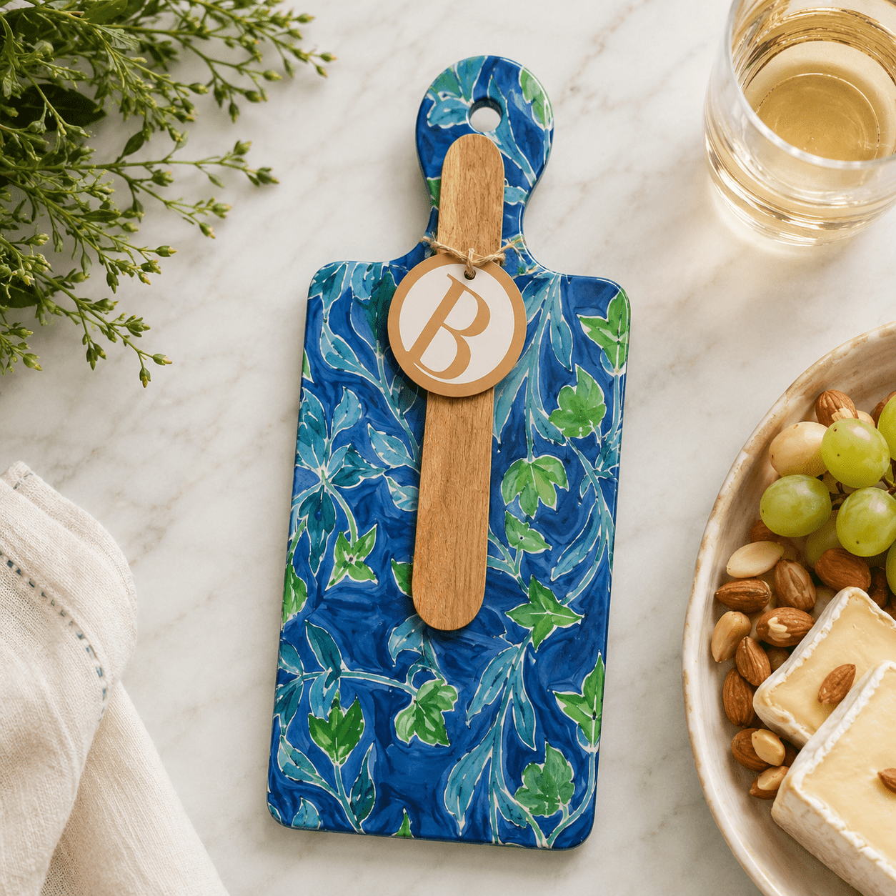 Azure & Ivy Blue CUTErie Cheese Board & Wood Spreader Set - Armand’s Maison & Marché