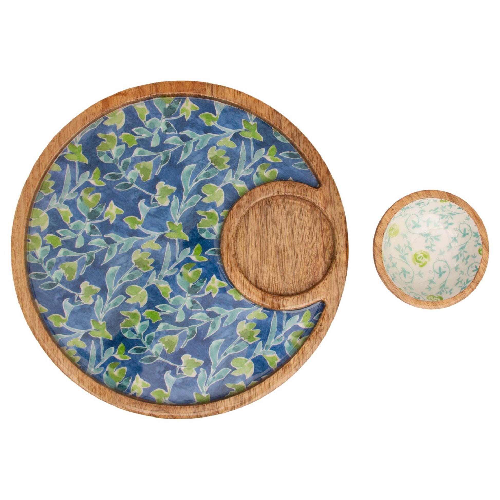 Azure & Ivy Round Mango Wood Platter & Bowl - Armand’s Maison & Marché
