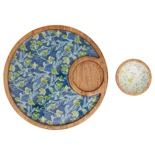 Azure & Ivy Round Mango Wood Platter & Bowl - Armand’s Maison & Marché
