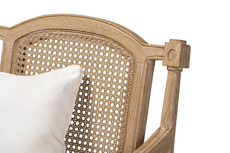 Baxton Studio Clemence French Provincial Ivory Fabric Upholstered Whitewashed Wood Armchair - Armand’s Maison & Marché