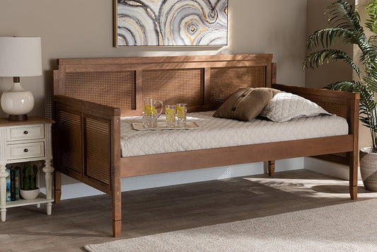 Baxton Studio Toveli Vintage French Inspired Ash Wanut Finished Wood and Synthetic Rattan Daybed - Armand’s Maison & Marché