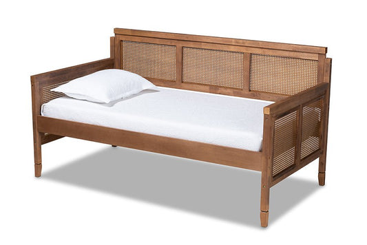 Baxton Studio Toveli Vintage French Inspired Ash Wanut Finished Wood and Synthetic Rattan Daybed - Armand’s Maison & Marché