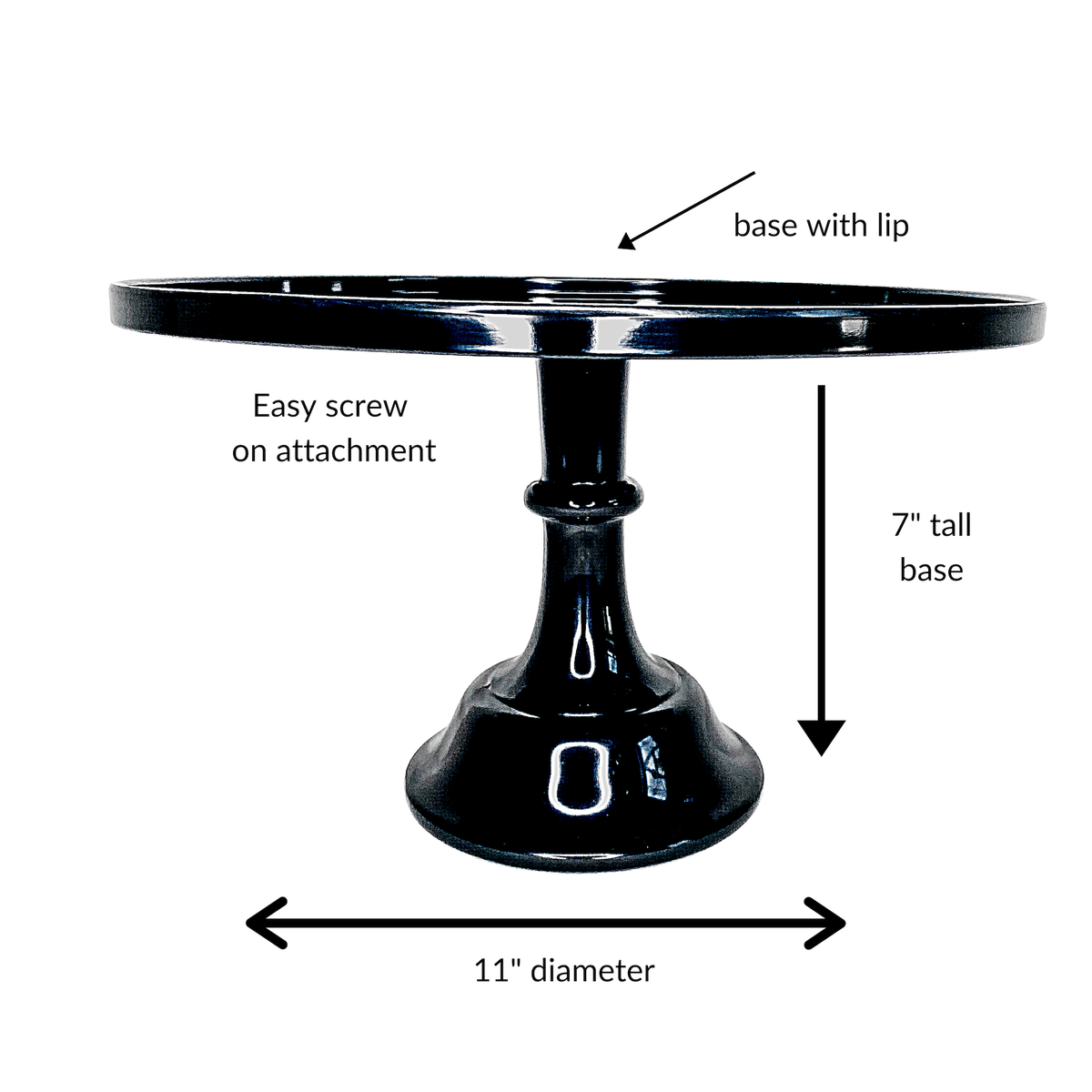 Black Melamine Pedestal Cake Stand – 11.5" Round Dessert Display Stand - Armand’s Maison & Marché