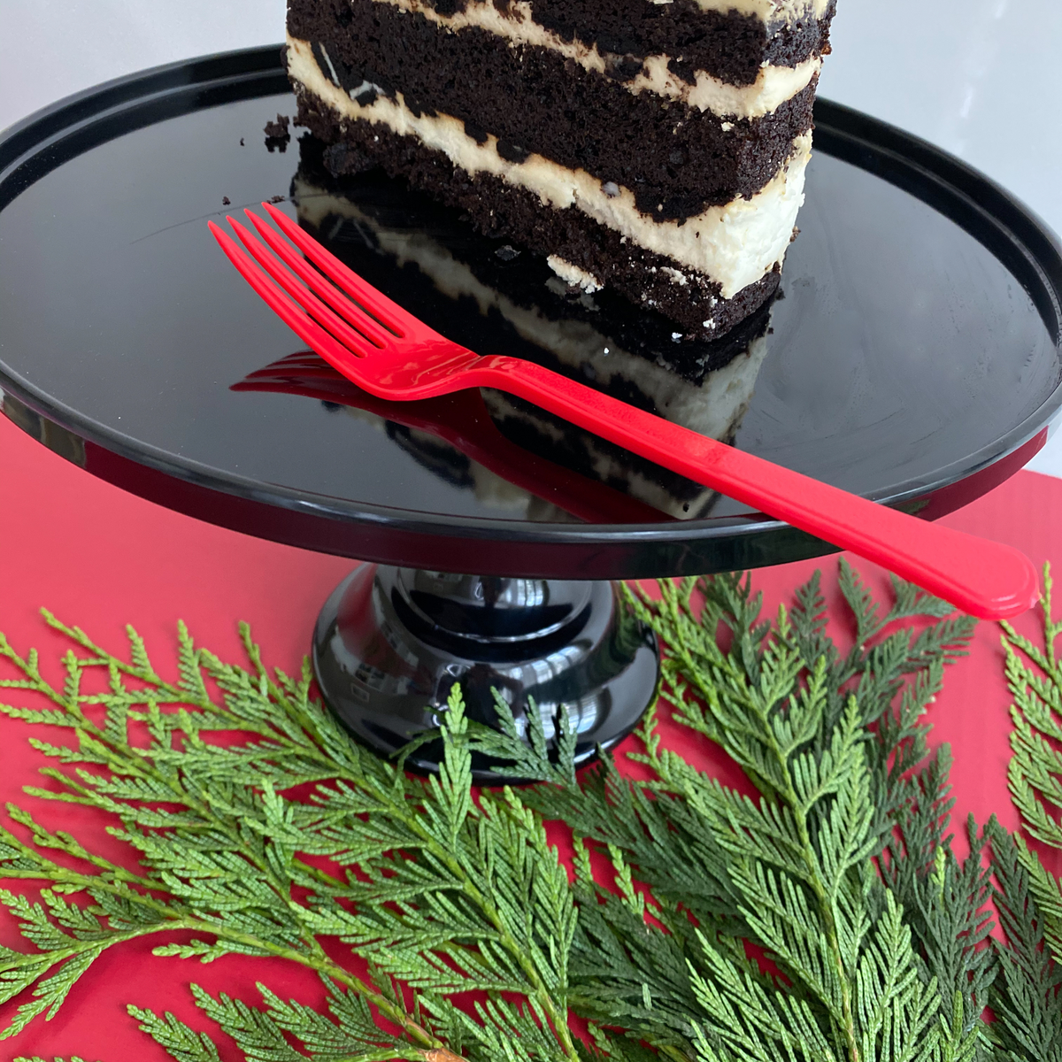 Black Melamine Pedestal Cake Stand – 11.5" Round Dessert Display Stand - Armand’s Maison & Marché