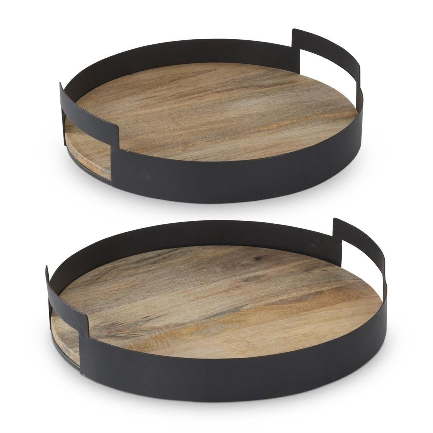 Black Metal Edge Wood Nesting Trays (Set of 2) - Armand’s Maison & Marché