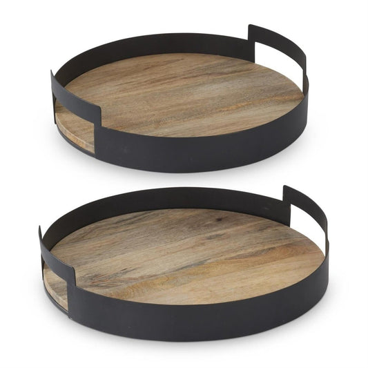 Black Metal Edge Wood Nesting Trays (Set of 2) - Armand’s Maison & Marché