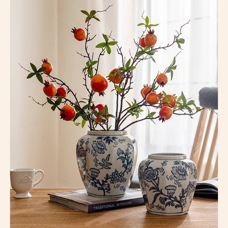 Blue and White Porcelain Floral Vase - Armand’s Maison & Marché