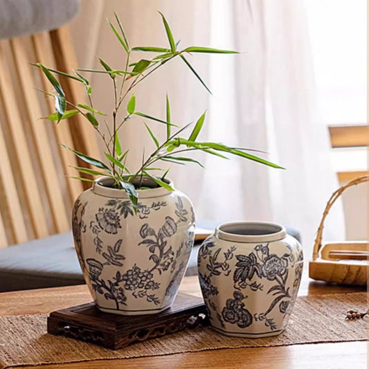 Blue and White Porcelain Floral Vase - Armand’s Maison & Marché