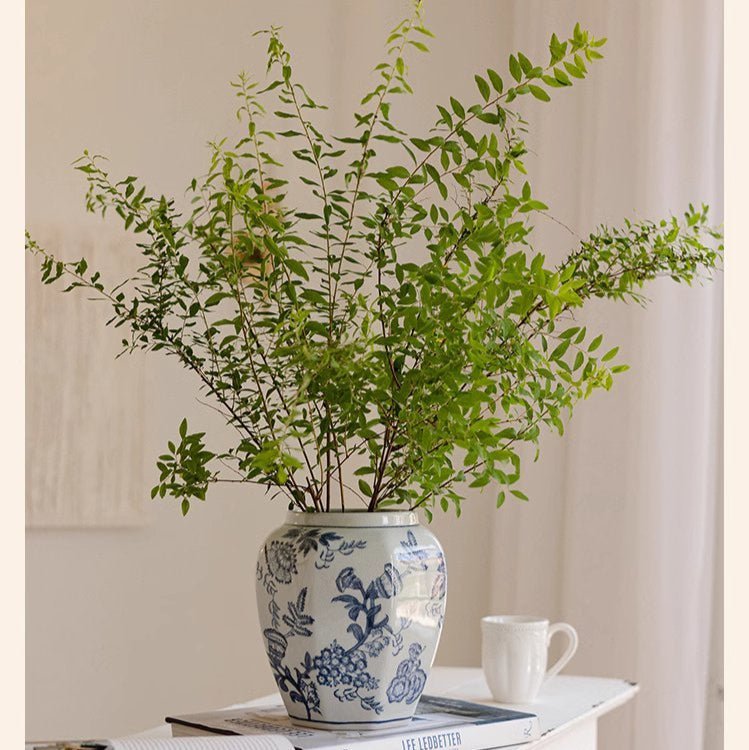 Blue and White Porcelain Floral Vase - Armand’s Maison & Marché