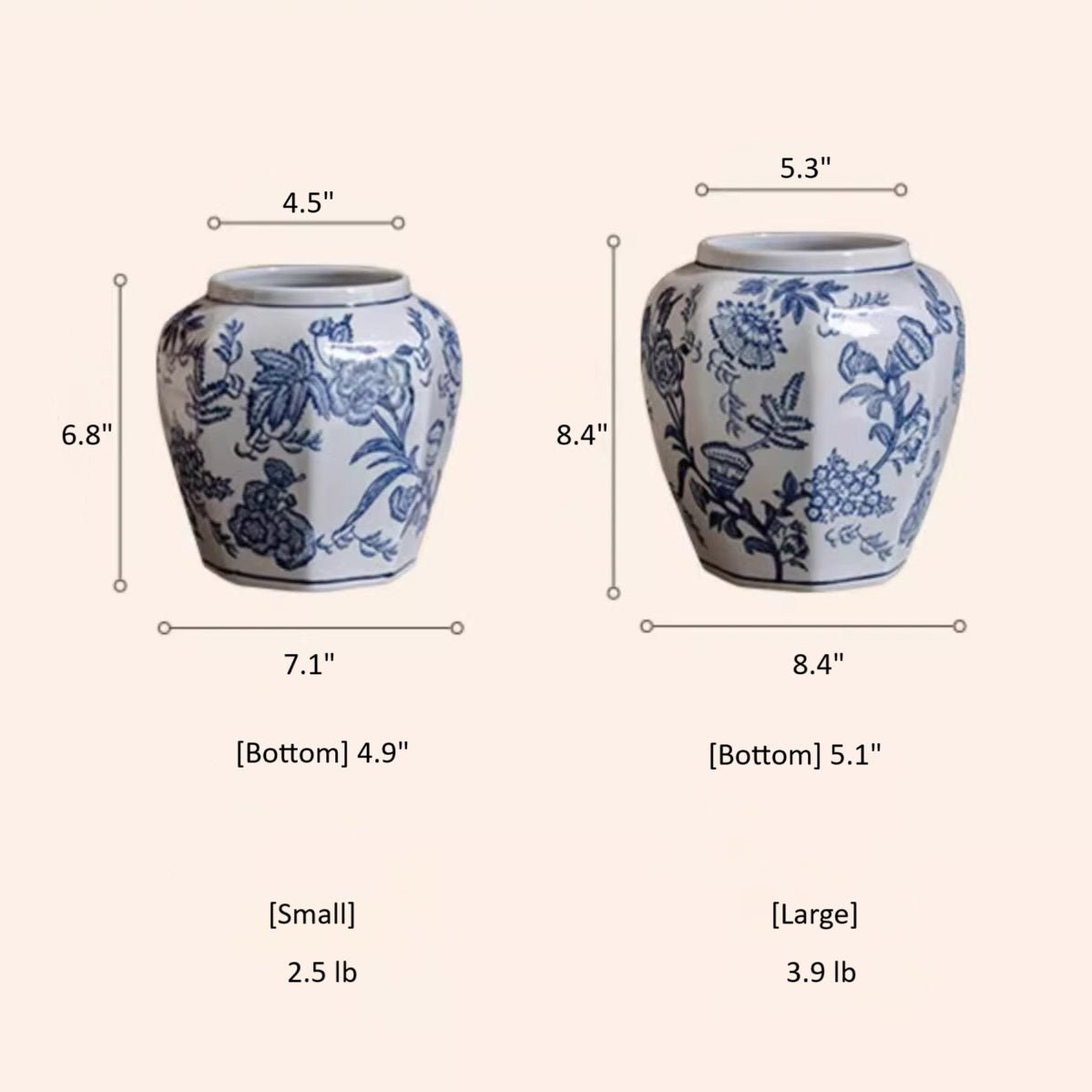 Blue and White Porcelain Floral Vase - Armand’s Maison & Marché