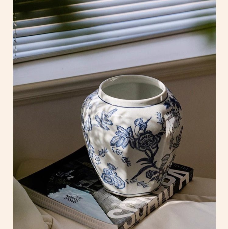 Blue and White Porcelain Floral Vase - Armand’s Maison & Marché
