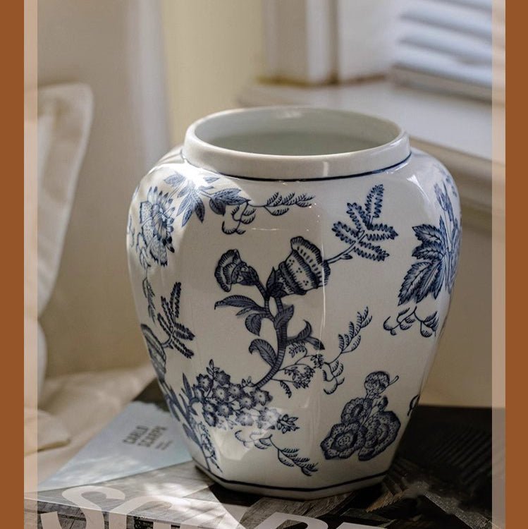 Blue and White Porcelain Floral Vase - Armand’s Maison & Marché