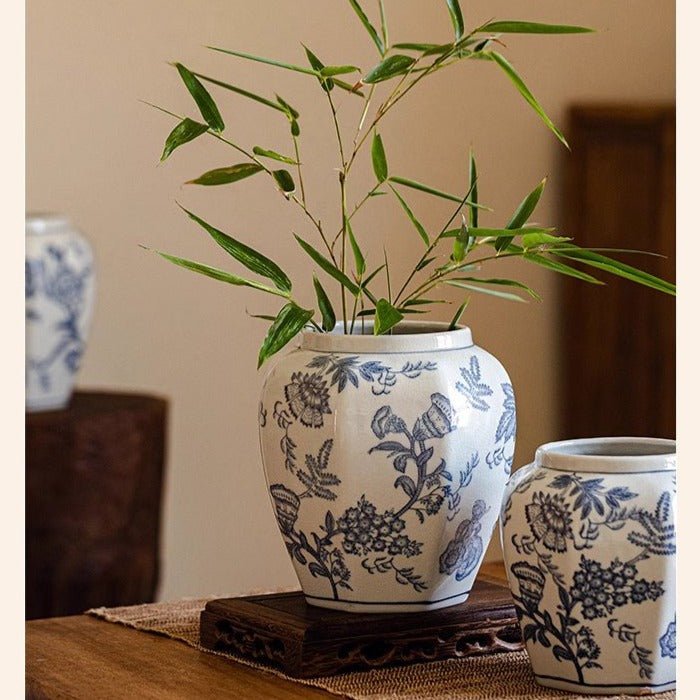Blue and White Porcelain Floral Vase - Armand’s Maison & Marché