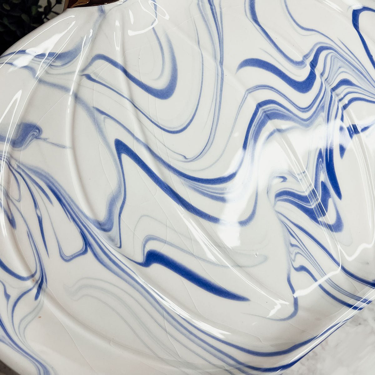 Blue & White Marble Pumpkin Serving Platters – Set of 2 - Armand’s Maison & Marché