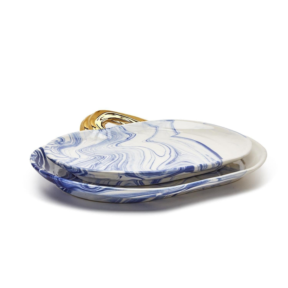 Blue & White Marble Pumpkin Serving Platters – Set of 2 - Armand’s Maison & Marché