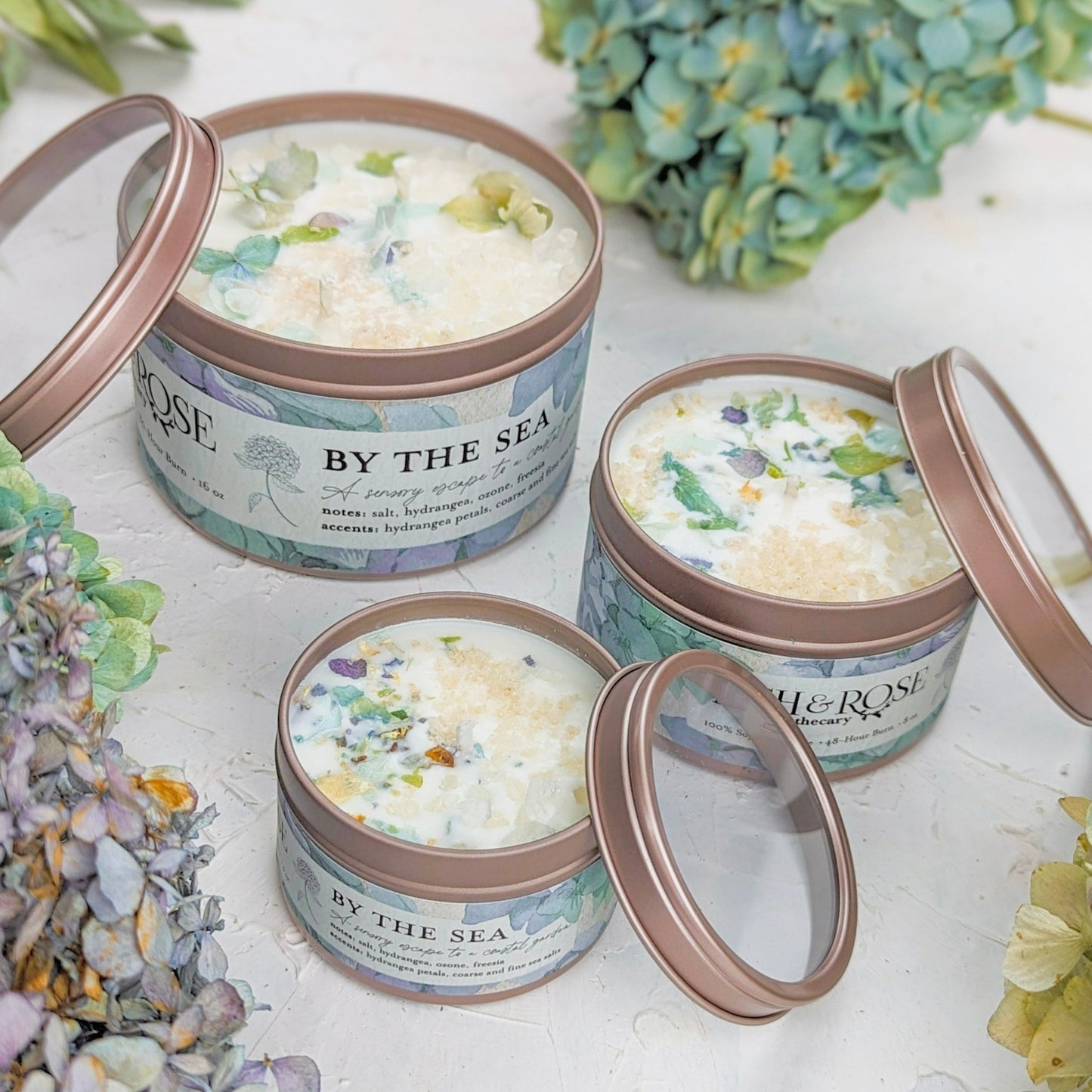 BY THE SEA Hydrangea Sea Salt Candle - Armand’s Maison & Marché