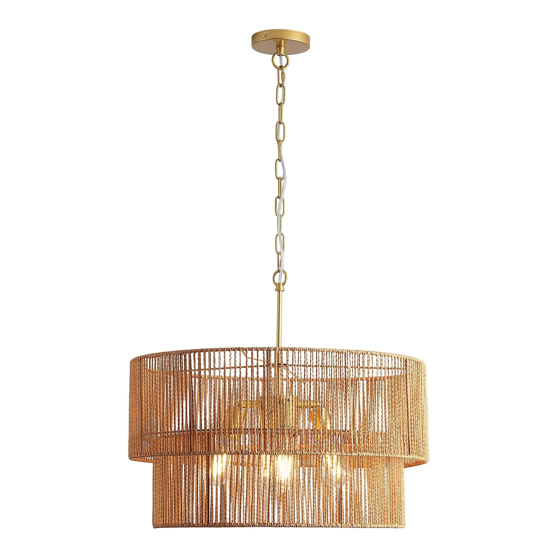 Chandelier, 2 Tier Boho Wabi Sabi Pendant Light, Hanging Ceiling Lamp - Gold - Armand’s Maison & Marché