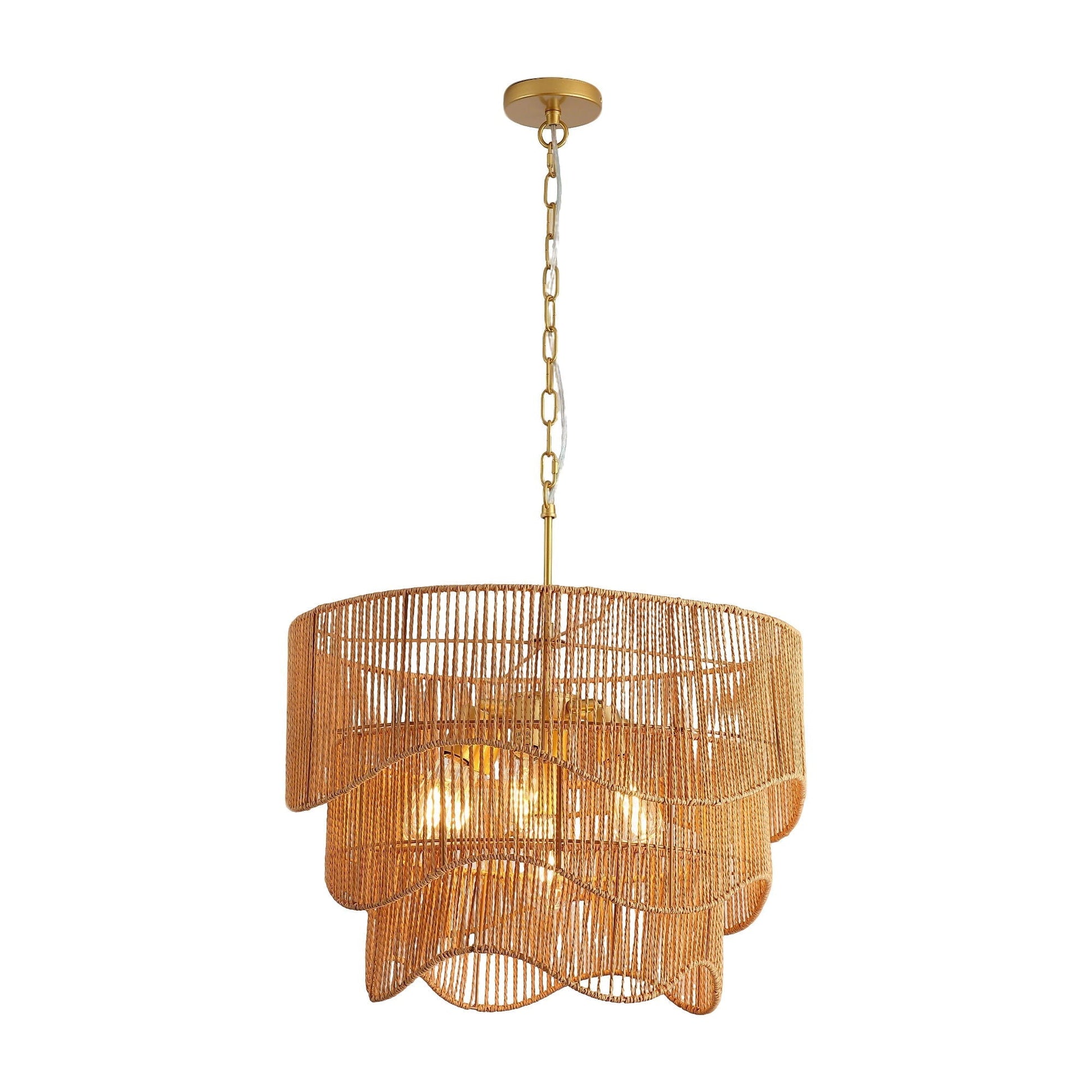 Chandelier With 7 Light E26 Base, Adjustable Height Wave Pendant Light For Living Room - Gold - Armand’s Maison & Marché