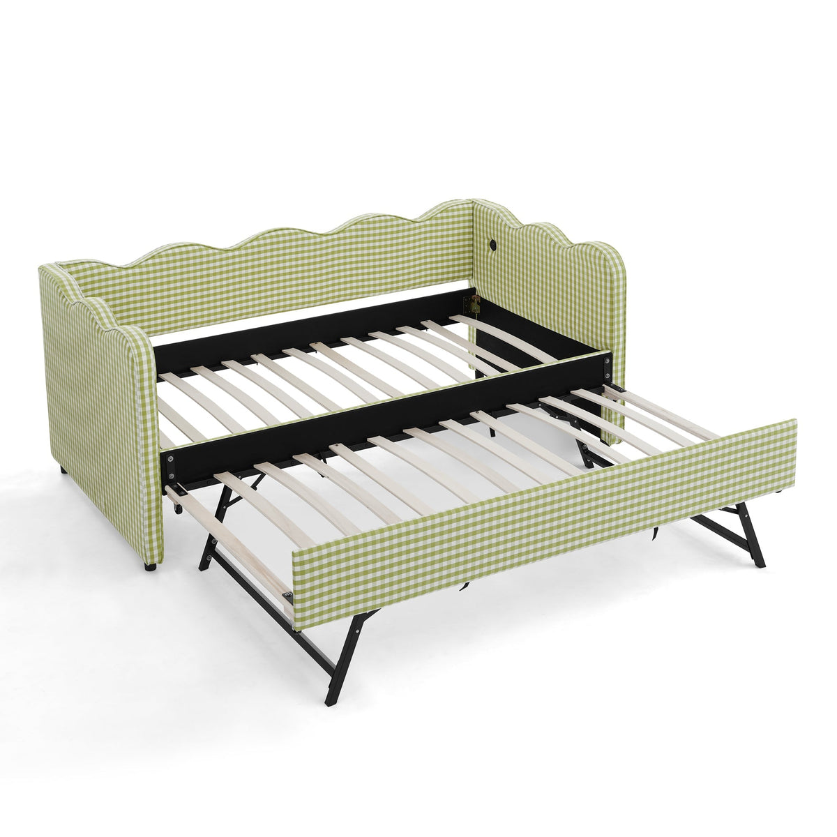 Cozy Gingham Daybed with Trundle – Twin Size - Armand’s Maison & Marché