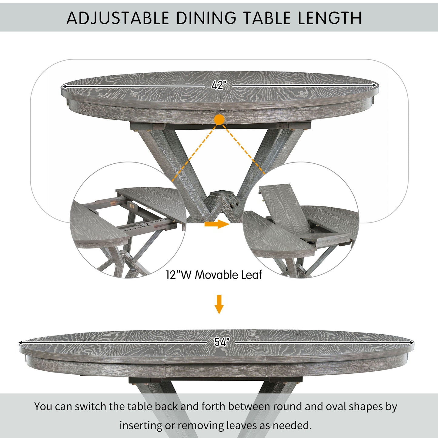 Dining Set With Extendable Round Table And 4 Upholstered Chairs - Armand’s Maison & Marché