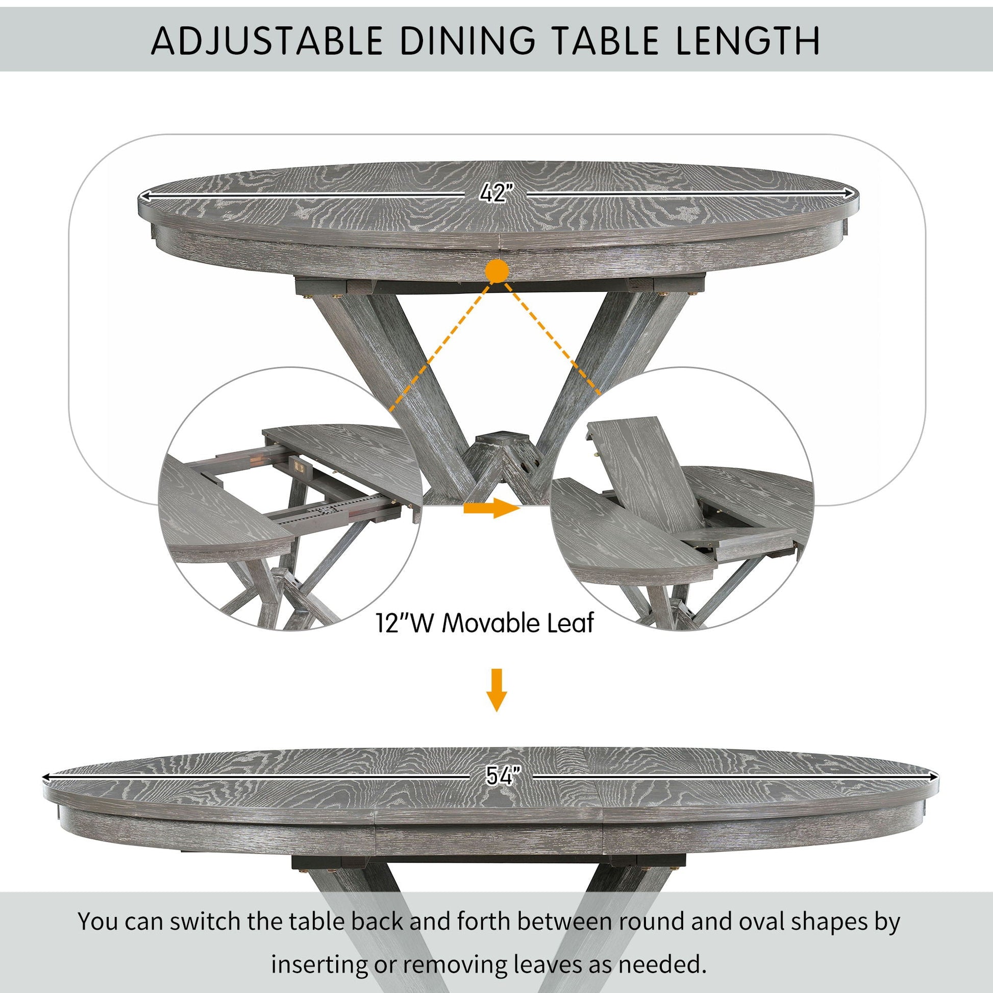 Dining Set With Extendable Round Table And 4 Upholstered Chairs - Armand’s Maison & Marché