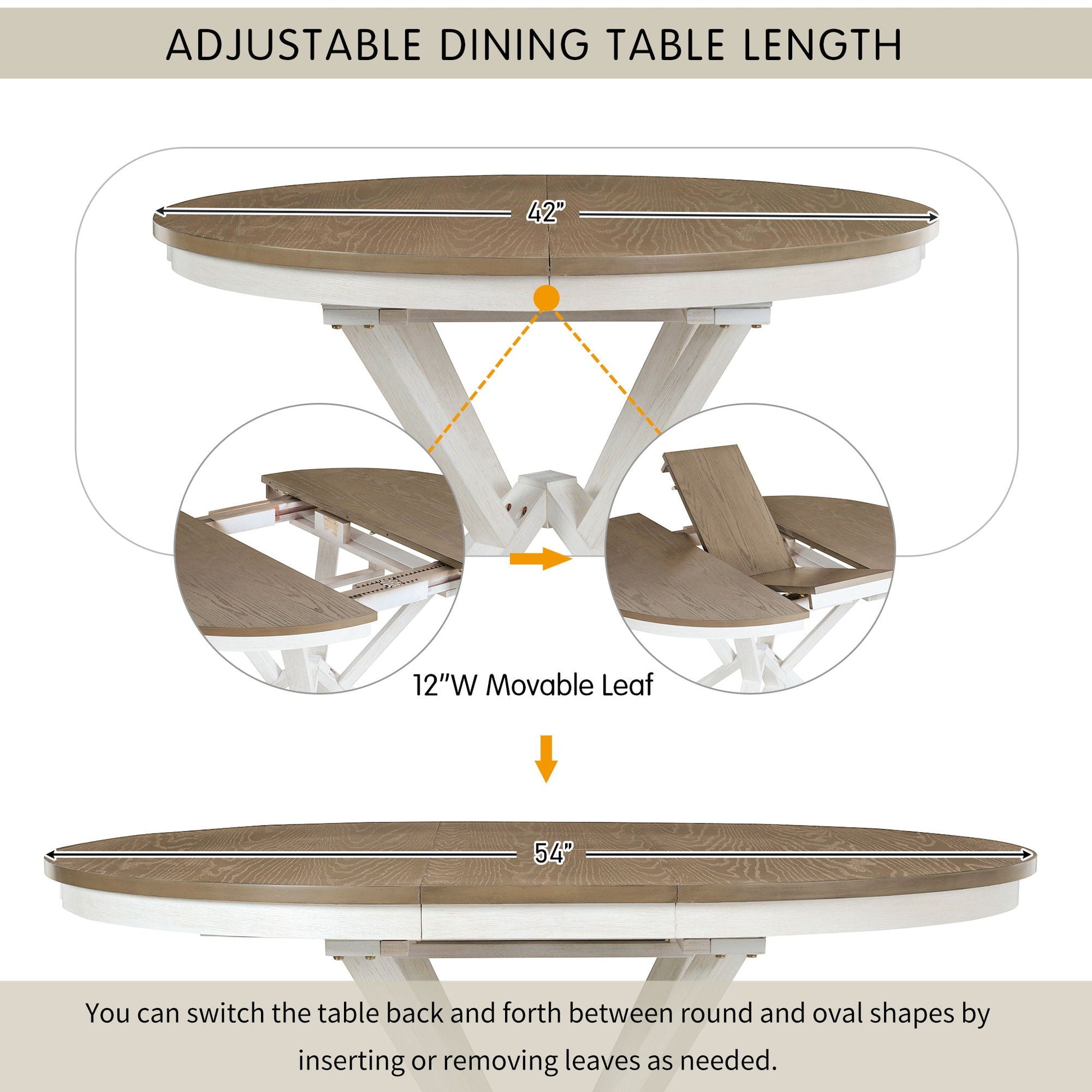 Dining Set With Extendable Round Table And 4 Upholstered Chairs - Armand’s Maison & Marché