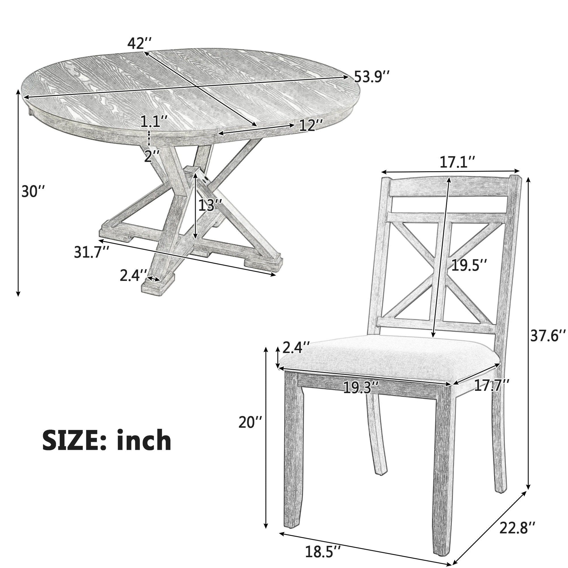Dining Set With Extendable Round Table And 4 Upholstered Chairs - Armand’s Maison & Marché