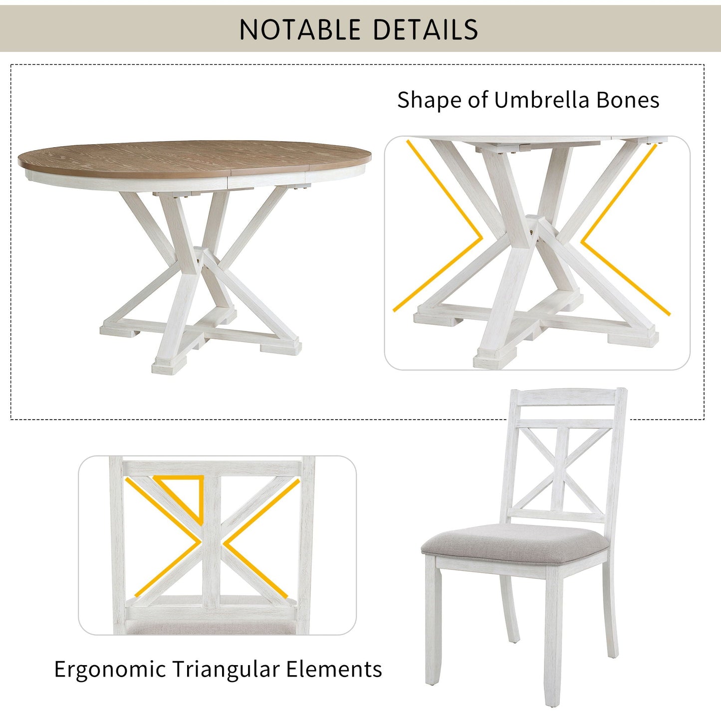 Dining Set With Extendable Round Table And 4 Upholstered Chairs - Armand’s Maison & Marché