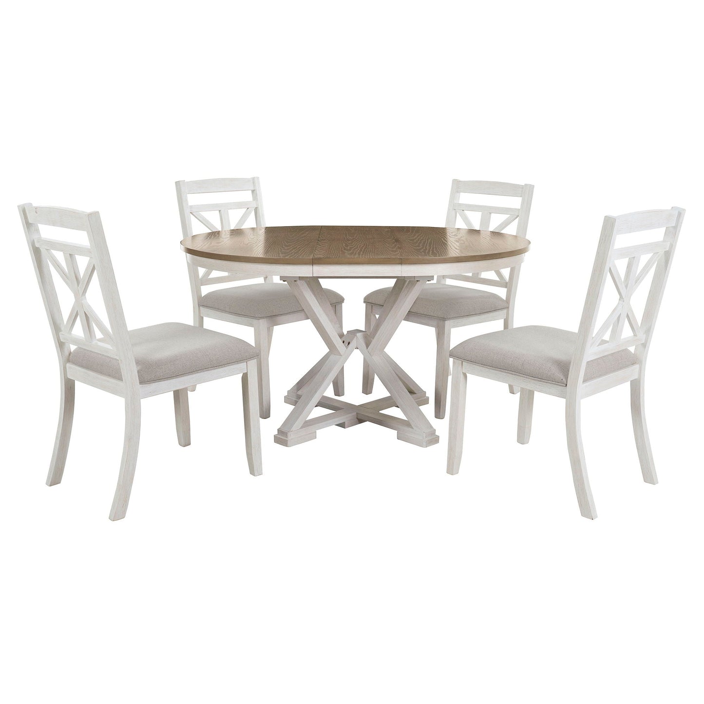 Dining Set With Extendable Round Table And 4 Upholstered Chairs - Armand’s Maison & Marché