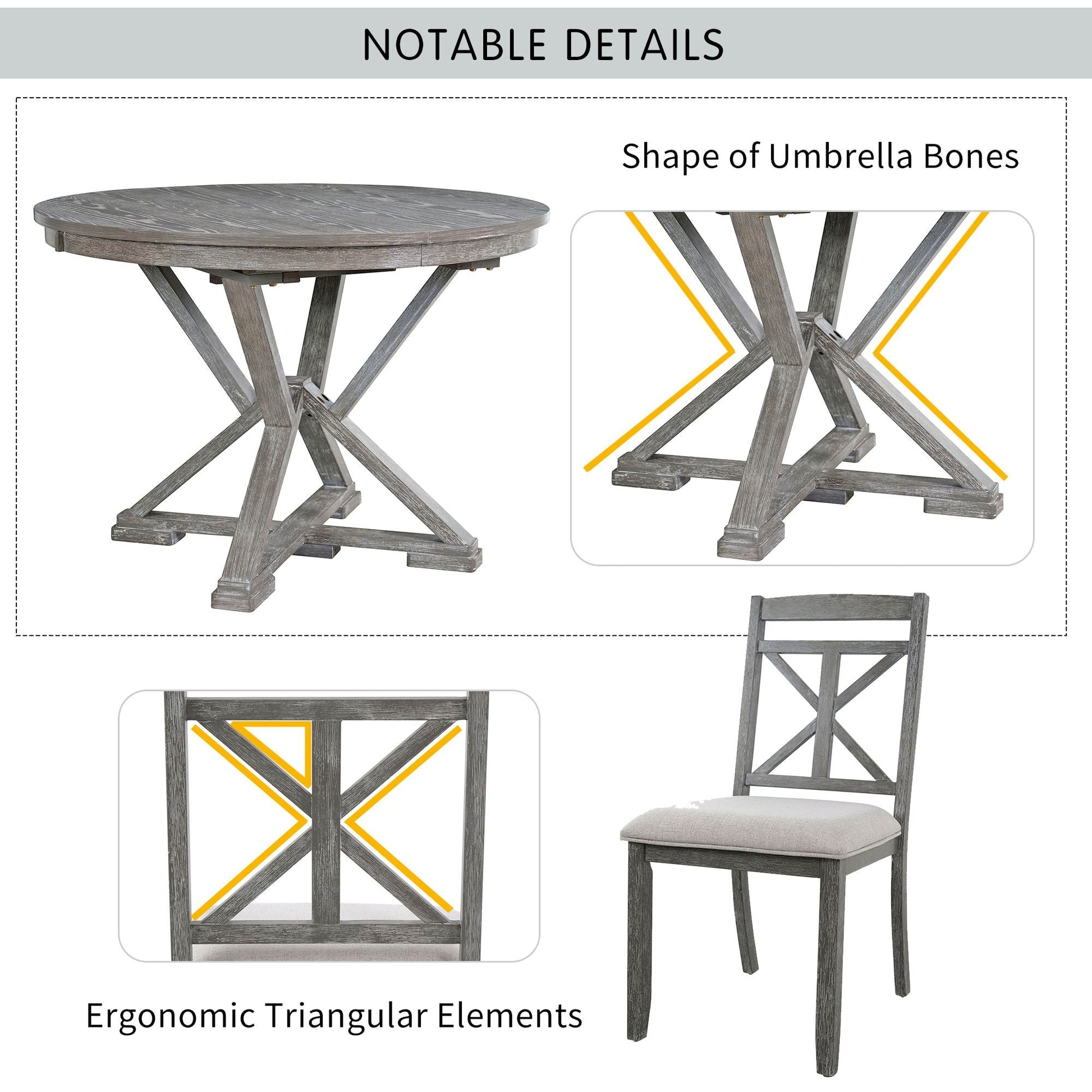 Dining Set With Extendable Round Table And 4 Upholstered Chairs - Armand’s Maison & Marché